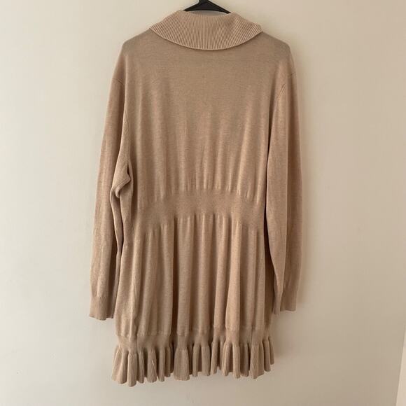 Soft Ruffle Cardigan Beige Knit Romantic Academia Balletcore Feminine Sweater L - Picture 2 of 7